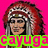 Pixelated image of a person with long red hair and silver headband, split into two with pink and green backgrounds, text "cayuga" at bottom
