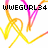 Pixelated icon with black text 'WWEGURL34' above abstract yellow and pink gradient lines on white background.