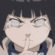 Anime character with dark hair and blue eyes in multiple states of glowing circular energy around the face.