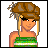 Pixelated character with brown hat and green striped top against white background, text on yellow reads 'only a true friend can tell whats behind my smile'
