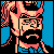 Pixelated 50x50 static icon featuring a stylized character with pink hair, black facial features, and blue background elements in a retro video game art style.