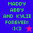 Pixelated text and symbols on a split background with blue, purple, and pink sections.