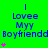 Green background with blue text reading 'I Lovee Myy Boyfriendd' and pink star symbols in a repeating pattern.