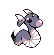 Pixelated dragon-like creature cycles through multiple poses and color variations against a gray background.