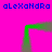 Pixelated text and green shape on bright pink background with blue 'aleXandra' repetitions.
