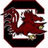 A pixelated red dragon inside a dark brown 'C' shape on white background, next to orange text reading 'go carolina!' in black block letters.