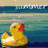 Animated summer-themed buddy icon with a yellow rubber duck floating on water, transitioning to a beach scene with palm trees and 'Summer 2008' text.
