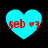 Four cyan heart-shaped icons with red text 'seb' and a small red heart symbol, arranged in a on black background