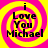 Four identical display 'i Love You Michael' text over a yellow and pink spiral background with pixelated edges