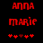 Red pixelated text 'ANNA' and 'marie' on black background with red heart symbols below, showing animation changes in heart positions.