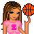 Animated contact sheet of a cartoon character in pink outfit holding basketball, displayed across 25 frames with pose variations and partial body visibility.