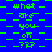 Blue background with green pixelated text repeating 'what are you on ???' in a pattern, each instance rendered in a blocky, low-resolution style