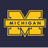 Yellow pixelated 'M' with horizontal bar containing text, next to yellow stylized text on dark blue background.