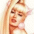 Pixelated image of a blonde woman with closed eyes and pink lips, next to green text reading 'Original Icons .com' on dark background.