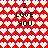 Red and white pixelated heart pattern background with "I LOVE YOU" text in black block letters, repeated in four quadrants.
