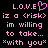 A static contact sheet of two identical animated frames showing pink pixelated text and a heart symbol on black background.