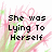 Pixelated text on a floral background with pink and green streaks, arranged in three showing sequential phrases