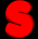 Red S-shaped symbols animate against black and gray backgrounds in a of four