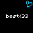 Blue pixelated heart symbol above two identical white text strings reading 'best(33)' on a black background.