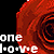 Static pixel art icon featuring a red rose with white text "one love" on black background, rendered in low-resolution 256x256 pixels.