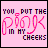 A 5x5 contact sheet of animated frames showing a pink text-based icon with the phrase "YOU PUT THE PINK IN MY CHEEKS" on a light pink background, displaying subtle frame-to-frame variations in lettering and small symbols.