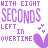 Animated icon with repeating text and heart symbols in purple, green, blue, and yellow hues on a white background.