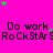Bright pink background with repeated text and star symbols in green and purple.