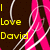 Animated icon with repeating pink and white curved lines on dark brown background, displaying "I Love David" text in changing colors.