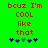 Green background with red pixelated text reading 'bcuz I'm cool like that' and blue star-like symbols below, showing animation where the central symbol shifts position.