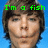 A pixelated image of a person with brown hair against a blue background, featuring green text reading "I'm a fish and a danc" at the top and "cute one!!" below.