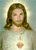Pixelated static image of a person with long brown hair wearing light-colored clothing featuring a heart-shaped symbol on the chest against a soft blue background.