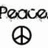 Black text and symbols on white background with gray rectangle; 'Peace.' and 'Love.' at top, peace sign and heart below, 'Music.' and musical note at bottom.