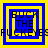 Four identical square with blue and yellow borders display text "BUCK THE FUCKEYES" in black pixelated font, each showing a different frame of animation