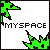 15 identical square icons with white backgrounds, each featuring green flame-like shapes and text that changes from 'MYSPACE' to 'ate my brain'