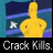 Animated contact sheet showing three frames of a yellow stick figure icon with changing text color on "Crack Kills."