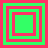 Four green and pink square frames arranged in a , each containing nested squares with alternating green and pink borders