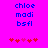 Pixelated blue text on bright pink background with red heart symbols below, showing two identical static frames.