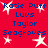 Red background with white star shapes and blue text reading "Katie Puff Luvs Taylor Seagroves" arranged in two