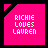 identical pink square icons with white text 'RICHE LOVES LAIPEN' and small heart symbols, each icon has a black border and corner cutout