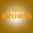 Four identical circular icons display "GO BROWNS" text on a gradient background with orange and white tones.