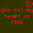 Red pixelated text and heart symbol on dark green background, repeated twice side-by-side.