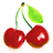 Pixelated cherry icon with green leaf on white background, paired with cyan text blocks reading 'Syd And Miarah 2 heads 2gether' and 'Syd And Lauryn 2 heads 2gether'.