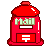 A 4x3 contact sheet of pixel art animated frames showing a red mailbox and light blue character interacting with mail, including text elements and heart symbols.