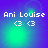 Pixelated text 'Ani Louise' above two '<3' symbols on a blue-green gradient background with shifting light effects.
