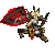A 4x4 contact sheet of a pixel-art animated character in gold armor with red cape performing various combat poses against a gray background.