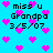 Pixelated blue background with pink hearts and black text reading "miss u Grandpa 3/5/07" in two identical sections.