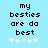Pixelated text 'my besties are do best' on light blue background with white star icons below, animated star sequence.