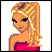 Pixel art buddy icon featuring a blonde woman in a pink strapless dress on the left and red background with black text "Fairy From Hell" on the right.