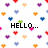 Pixelated heart pattern background with text overlays and a gray rectangle on the right side.