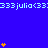 Blue background with repeated light blue text '333 julia<33' and scattered orange star-like symbols in various quantities per frame.